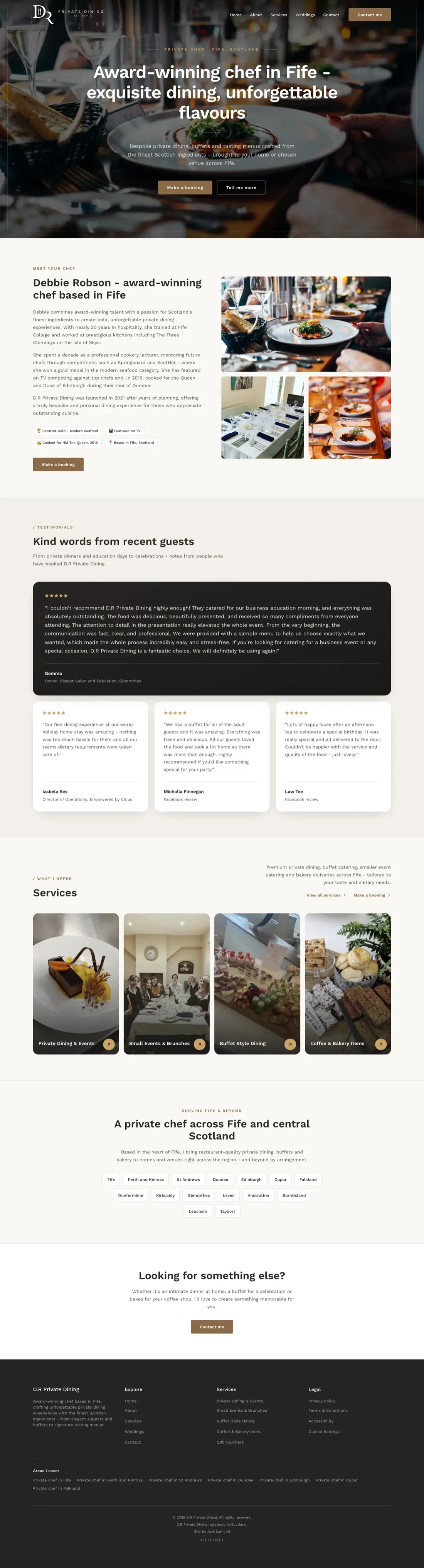 D.R Private Dining website scrolling