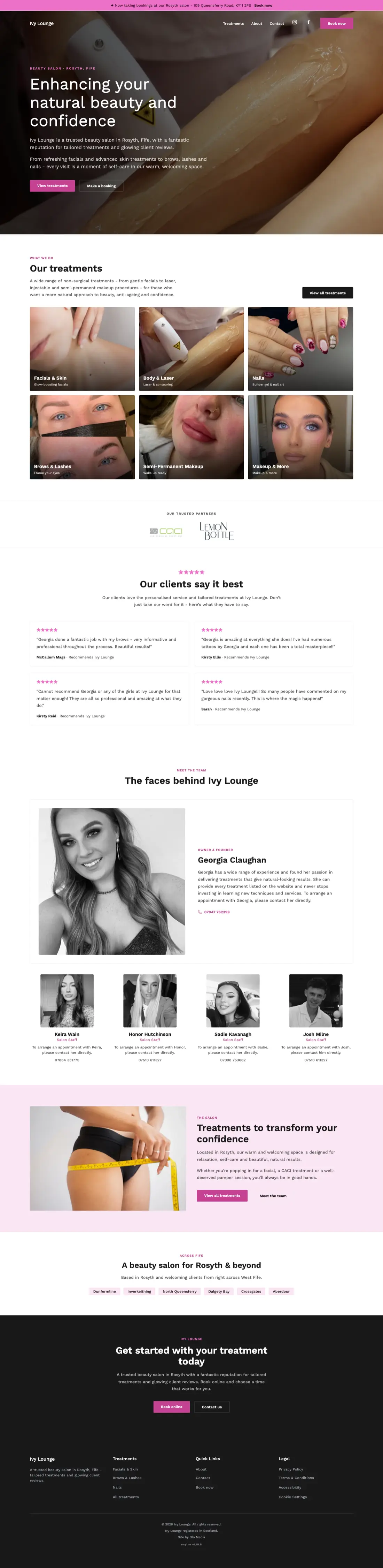 Ivy Lounge website scrolling