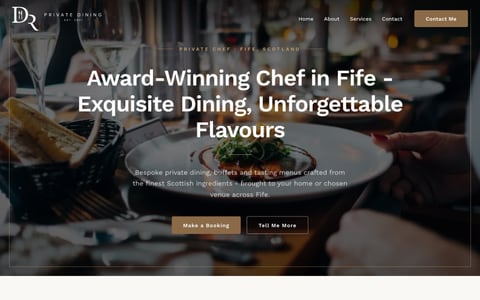 Screenshot of the DR Private Dining website