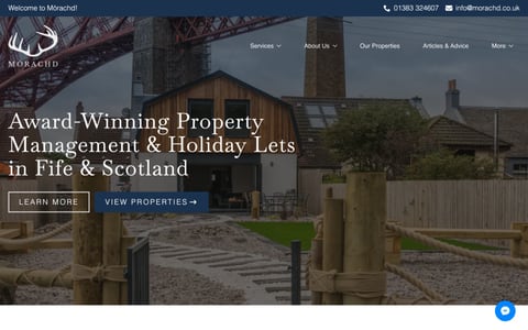 Screenshot of the Mòrachd property management website