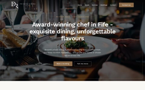 Screenshot of the DR Private Dining website